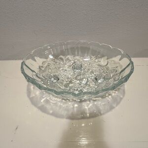 Vintage Indiana Glass Clear Harvest Grape Fruit Heavy Oval Footed Bowl